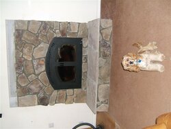 stone Installation around new wood burning fireplace