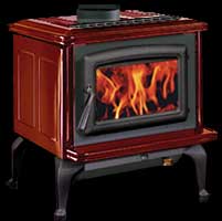 Pacific Energy Vista Classic Wood Stove, Red