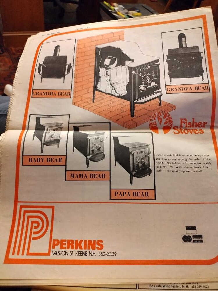 1977 Fisher Ad in Wood Heat Supplement