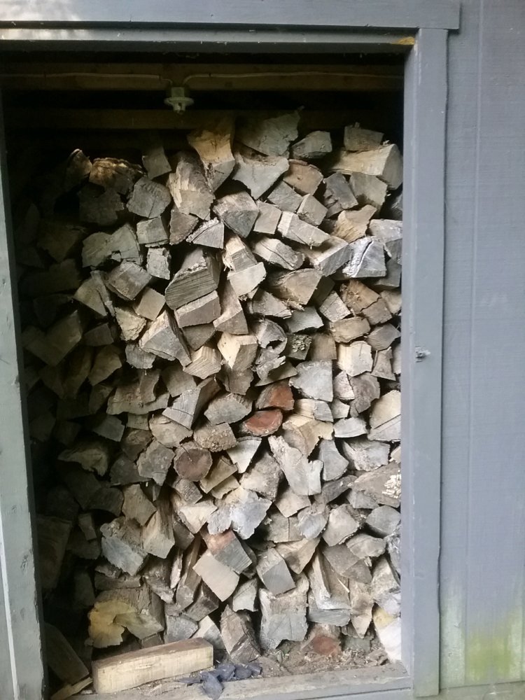 Wood shed stacked and ready.