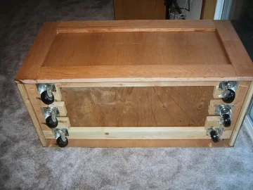 [Hearth.com] Pics of my storage box and question about sheet metal lining