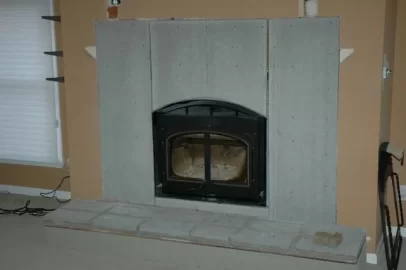 [Hearth.com] Quadrafire 7100 - pictures before and after with stonework