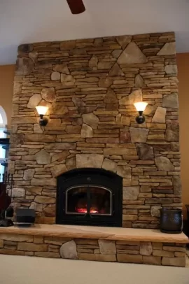 [Hearth.com] Quadrafire 7100 - pictures before and after with stonework