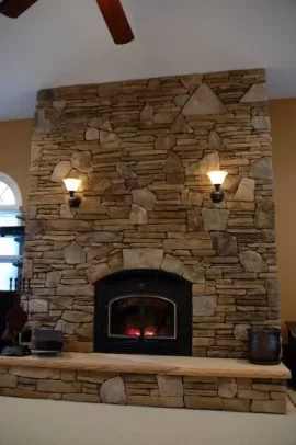 [Hearth.com] Quadrafire 7100 - pictures before and after with stonework