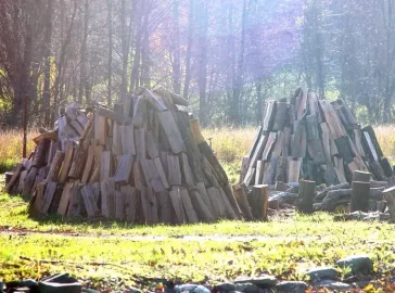 [Hearth.com] Wood stacked vertically.