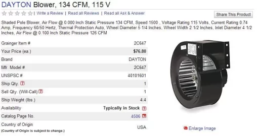 [Hearth.com] Sourcing a Harman P61a convection blower made by Dayton