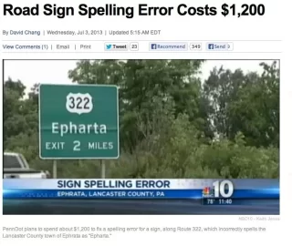 [Hearth.com] PA road sign "Epharta"  spelling, near any of youns?