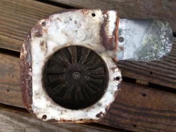 [Hearth.com] Salvage a Combustion Blower Motor from rusting housing and impeller blades? Any good blade source?