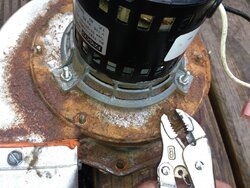 Salvage a Combustion Blower Motor from rusting housing and impeller blades? Any good blade source?