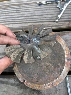 [Hearth.com] Salvage a Combustion Blower Motor from rusting housing and impeller blades? Any good blade source?