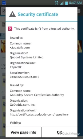 [Hearth.com] Security Certificate Warning popup?