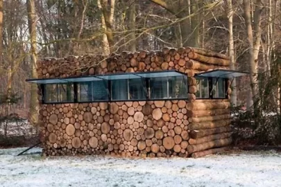 [Hearth.com] Cabin Inside Firewood Stack