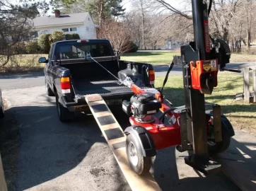 [Hearth.com] Log splitter in truck, loading/unloading