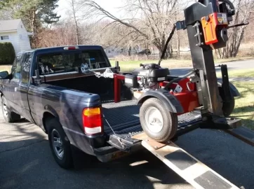 [Hearth.com] Log splitter in truck, loading/unloading