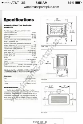 [Hearth.com] Looking for Wonderfire 2570 by Vermont Castings, LP conversion kit #5093 or compareable parts