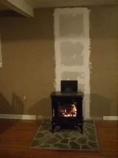 [Hearth.com] Stove, rock wall, hearth install pics