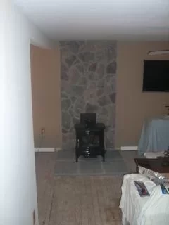 [Hearth.com] Stove, rock wall, hearth install pics