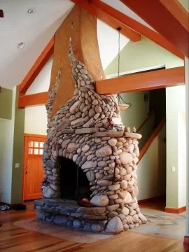 [Hearth.com] Creative stone fireplace