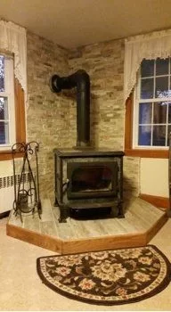 [Hearth.com] Corner alcove wood stove example pics please