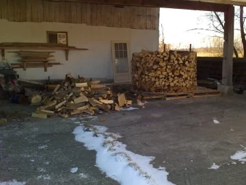 [Hearth.com] My firewood processing area and next season stack.