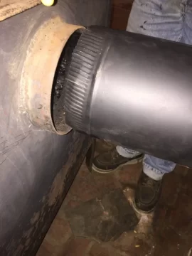 [Hearth.com] Old timberline connecting  stove to stovepipe issue