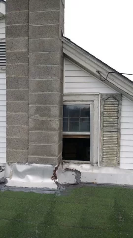 [Hearth.com] Stainless top plate on concrete chimney block.