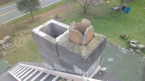 [Hearth.com] Stainless top plate on concrete chimney block.