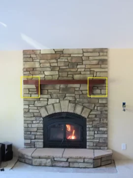 [Hearth.com] Christmas stocking/decorations over a new zero-clearance fireplace