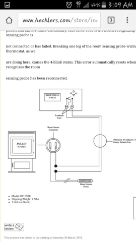 [Hearth.com] Pellet stove and wall mounted thermostat