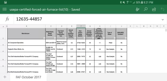 [Hearth.com] Updated EPA Certified Forced Air Furnace List October 2017