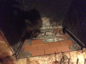 [Hearth.com] Quarry tiles inside fireplace  firebox behind wood stove - is this ok?