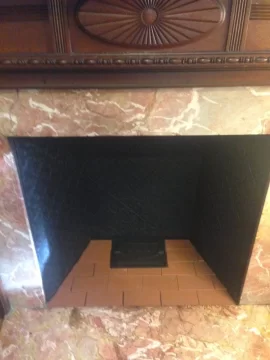 [Hearth.com] Quarry tiles inside fireplace  firebox behind wood stove - is this ok?