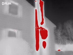 Exterior chimney heat loss with FLIR thermal imager.