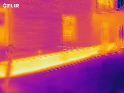 Exterior chimney heat loss with FLIR thermal imager.