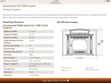 [Hearth.com] Harman Accentra insert sizes