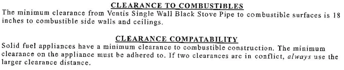 [Hearth.com] Stovepipe clearance of 18" vs. what the stove manufacturer certification plate states?