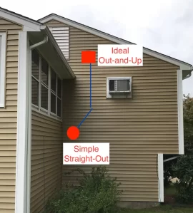 [Hearth.com] Angled vent rise on house exterior