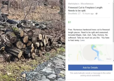 [Hearth.com] Facebook Market Place --- Free Wood - Brookfield, CT