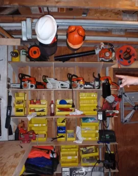 [Hearth.com] multiple chainsaw storage rack