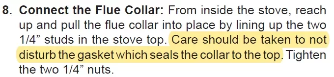 [Hearth.com] Small crack and flue collar gasket questions