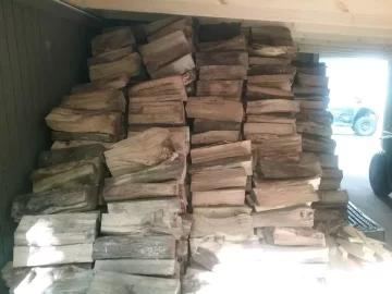 [Hearth.com] Seven and a half cord stacked yesterday in lean to.