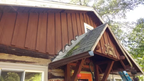 [Hearth.com] Roofing question..gable porch roof into vertical board and batten?