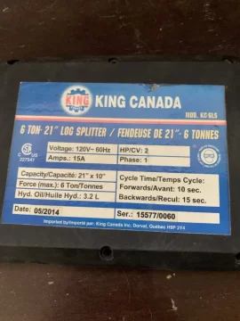 [Hearth.com] King Canada 6-ton electric splitter no force