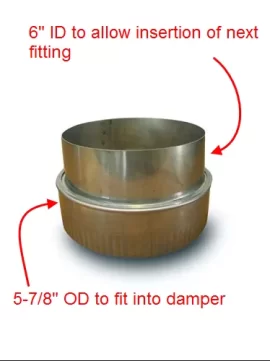 [Hearth.com] How to fit 6 inch diameter stove pipe into 5-7/8 inch damper assembly