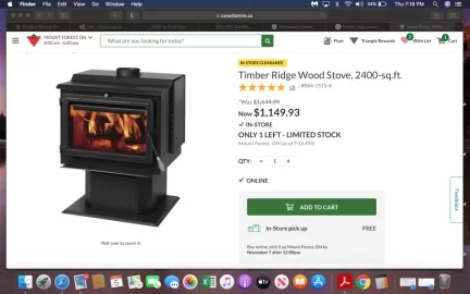 [Hearth.com] Timber Ridge 2400 sq ft VS Drolet Escape 1800