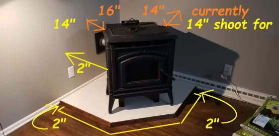 [Hearth.com] PelPro stove installed 16" from wall; should be 3". What can we do?