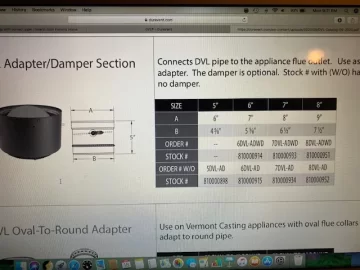 [Hearth.com] Upland 107 - DVL connection - help with correct pipe