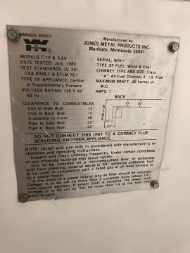 [Hearth.com] Assistance finding replacement Ash door for this older Clayton wood furnace.