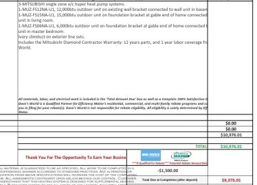 [Hearth.com] Mitsubishi Heat pump quote