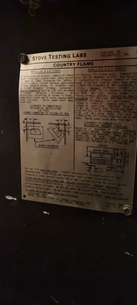 [Hearth.com] I need to identify my Country Flame wood stove by serial number if possible!